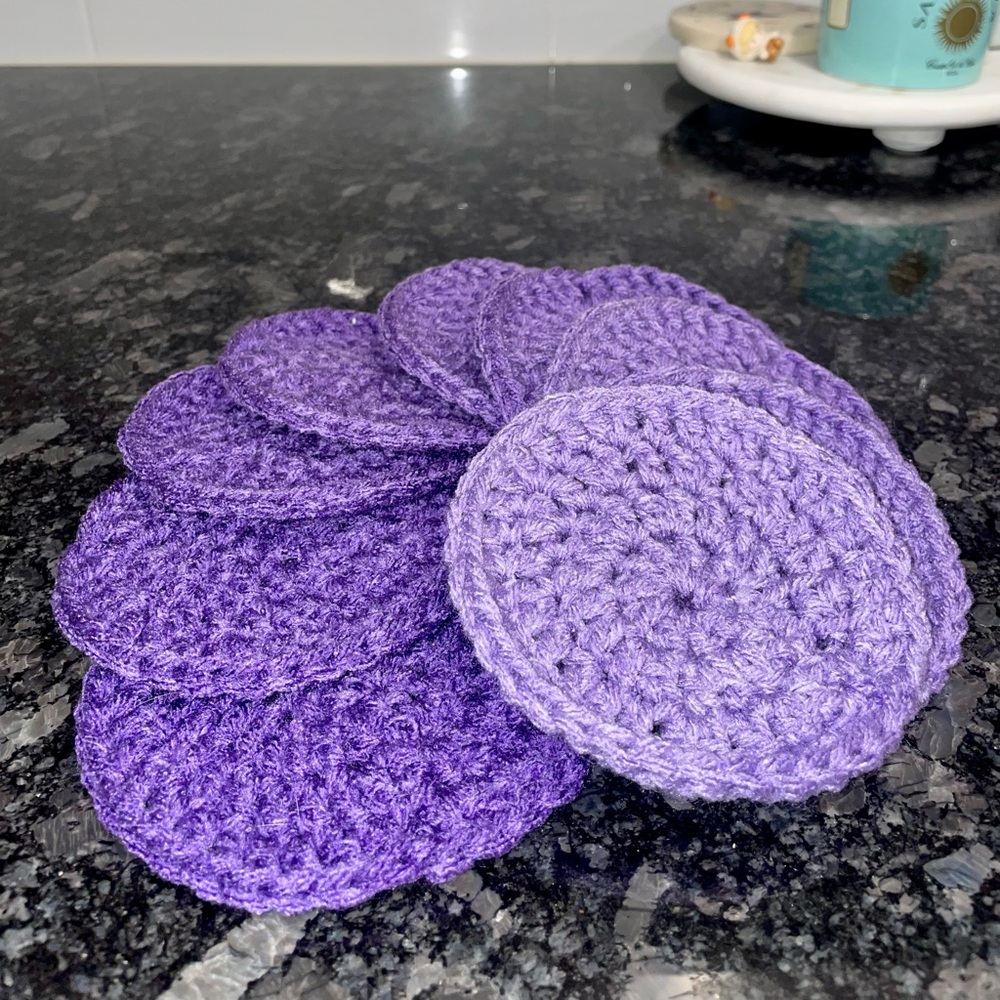 Set of 4 Purple Crochet Coasters